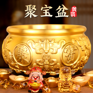 沈万三 聚宝盆生意人家里聚财财位铜制铜质招财发财客厅旺宅摆件