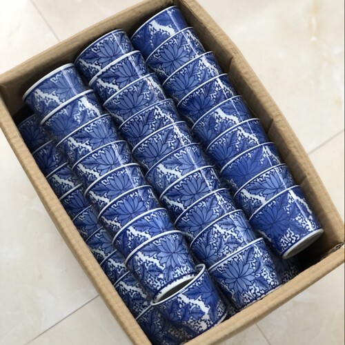 大口径手压杯釉下彩主人杯