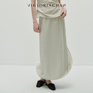 VIKTORIACHAN25PF早秋成衣系列 立体鱼骨缠绕设计直筒半身裙