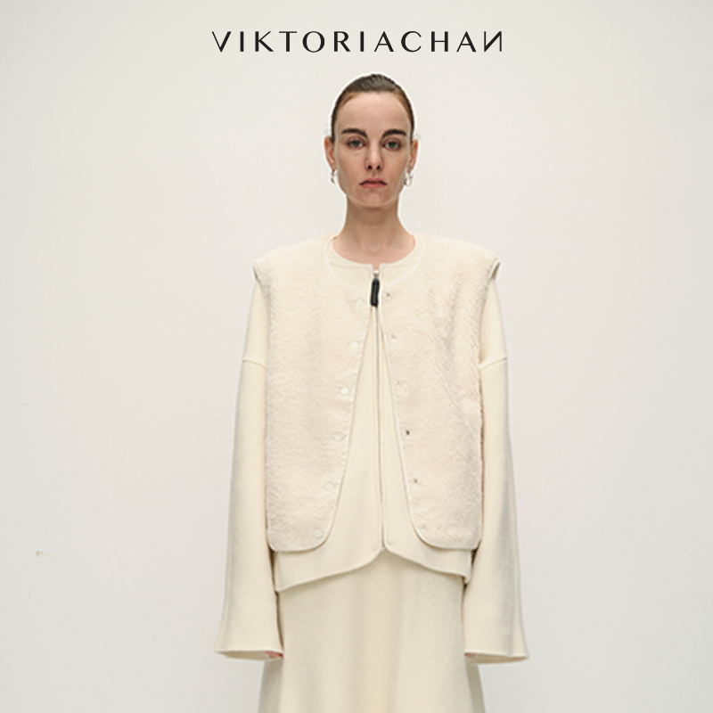 单排按扣摇粒绒加厚无袖背心