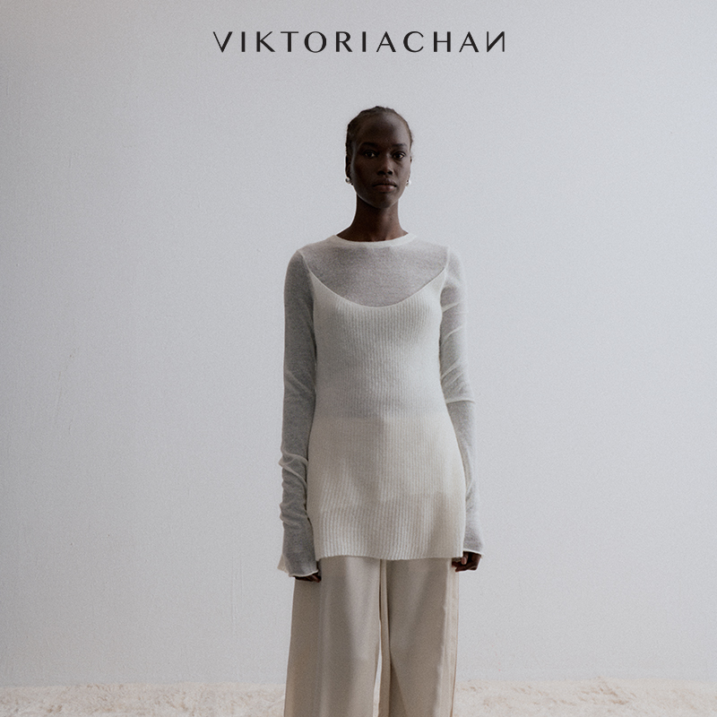 轻透感长袖针织上衣