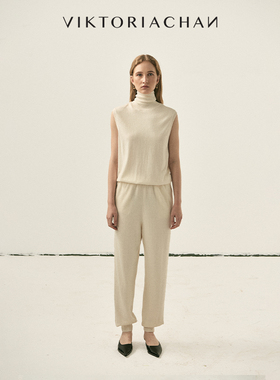 VIKTORIACHAN22/23秋冬成衣系列 松紧腰直筒束口针织长裤