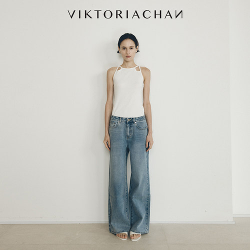 VIKTORIACHAN直筒阔腿牛仔长裤