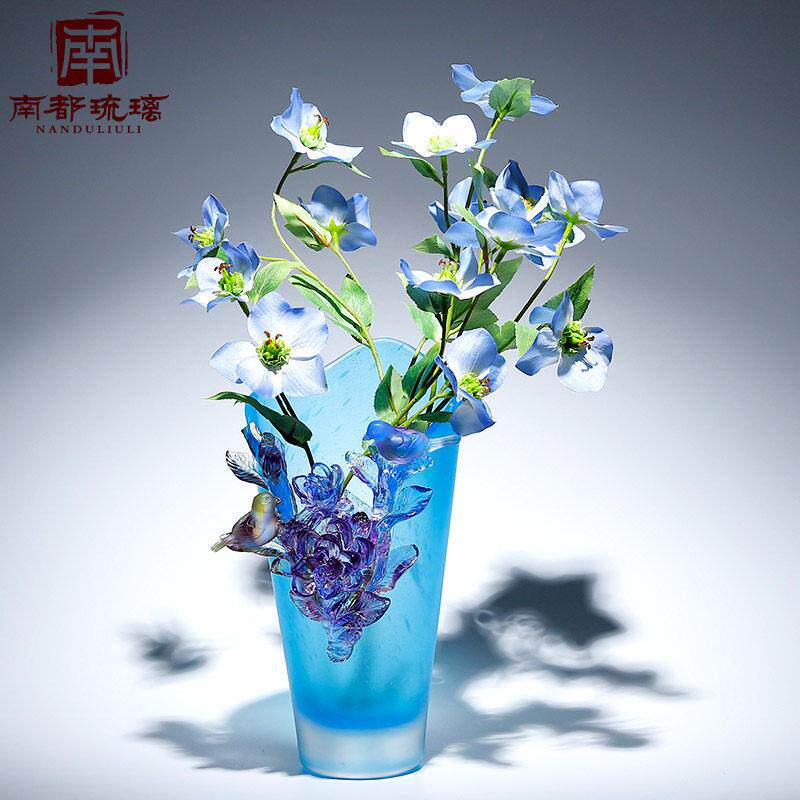 轻奢高档琉璃大花瓶摆件客厅插花高级感中堂入户玄关喜上枝头装饰