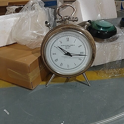 美式复古合金实木石英机械台钟