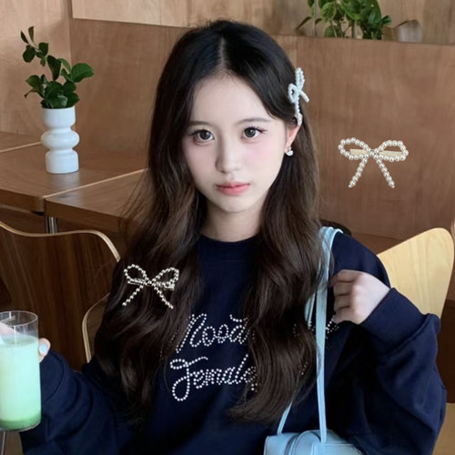 ins珍珠蝴蝶结发夹可爱少女发饰