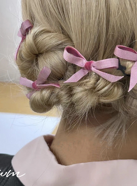 rose同款绒面蝴蝶结发夹芭蕾风秋冬新款发卡侧边鸭嘴夹头饰发饰女