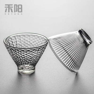 日式锤纹玻璃夫品茗杯具水晶透明耐热茶功茶个人酒IHB杯杯小茶杯