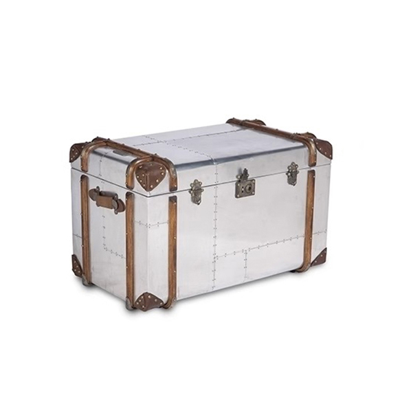 LOFT法式工业风茶几复古铝皮做旧酒吧KTV装饰柜皮箱式茶几箱金属