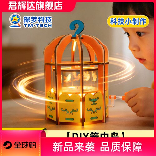 科技小制作儿童手工DIY材料包笼中鸟视觉暂留科学实验小学生玩具