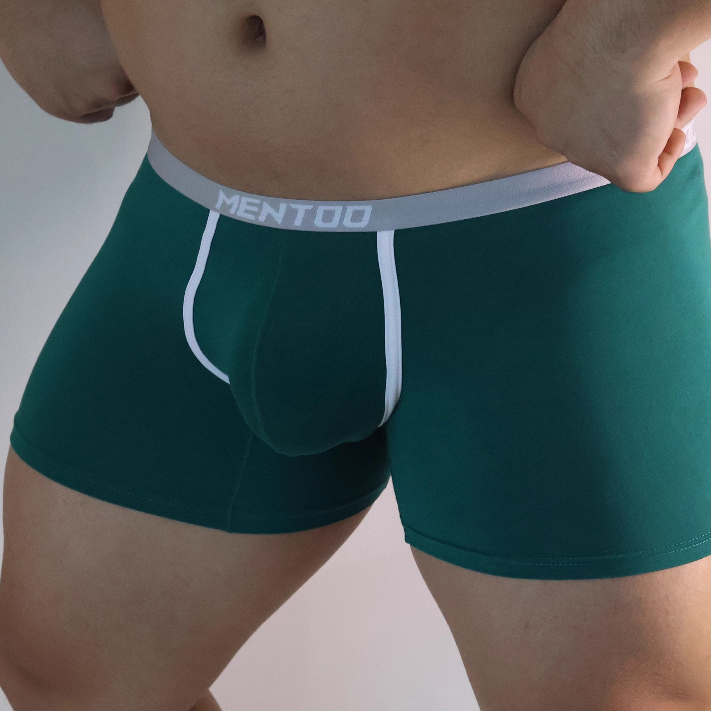MENTOO男士莫代尔低腰平角内裤性感舒适运动速干高弹透气祖母绿色