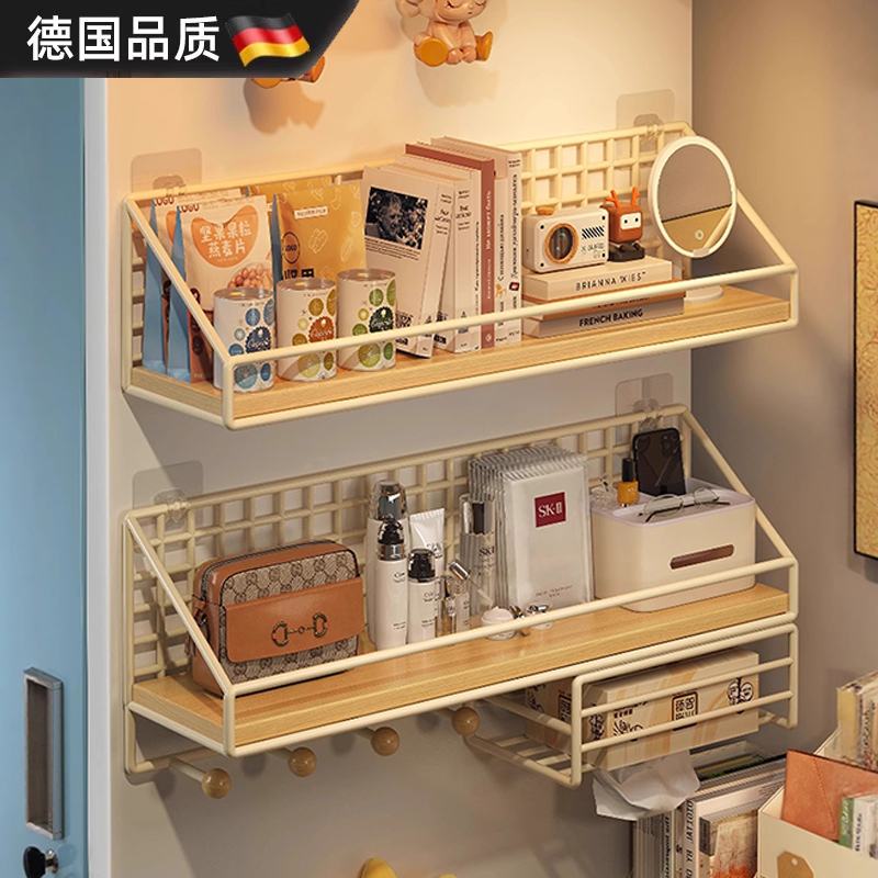 墙上置物架免打孔学生寝室床头上铺宿舍神器墙壁挂篮卧室收纳架子