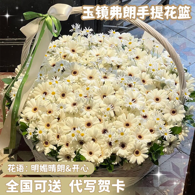 华沙玉镜弗朗巨型手提花篮抱抱桶鲜花同城速递配送女友生日闪送