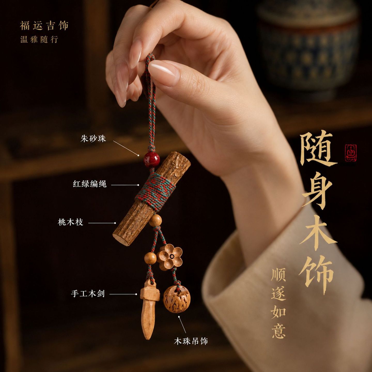桃木手机挂件雕刻挂件桃篮宝剑葫芦吓惊防随身婴儿童护手机钥匙扣