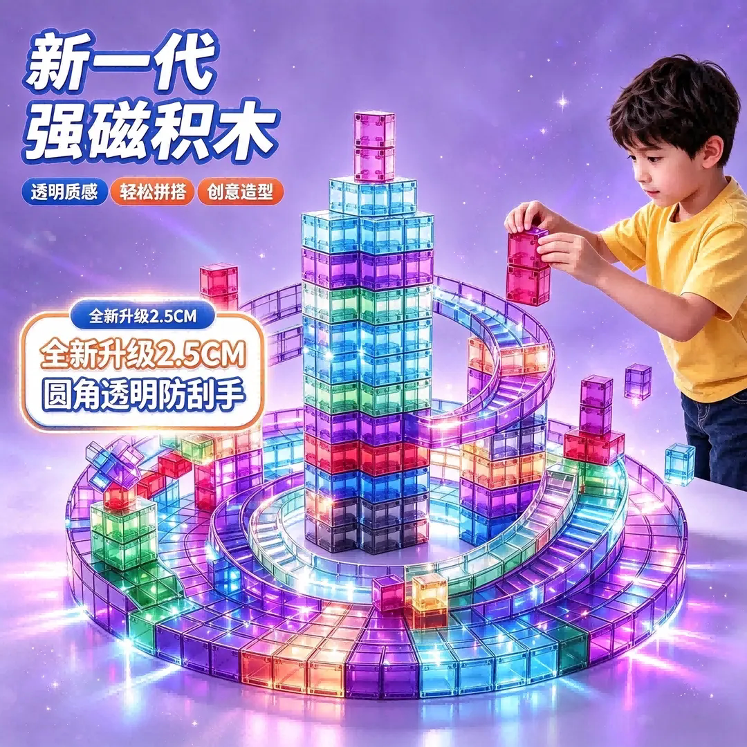 儿童益智磁力方块早教几何拼搭