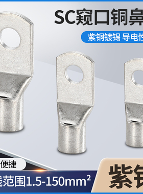 冷压端子SC窥口铜鼻子接线耳连接器铜接头接线端子SC6 10 16 25-8