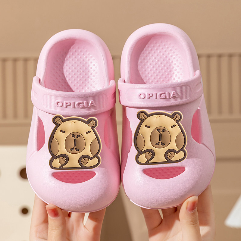 厚底踩屎感儿童拖鞋男童女孩夏季室内家用软底卡通防滑外穿洞洞鞋