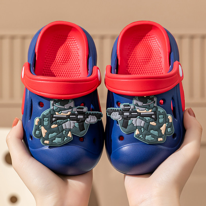 EVA厚底儿童防滑洞洞鞋夏季男童女童室内外穿卡通男孩包头凉拖鞋
