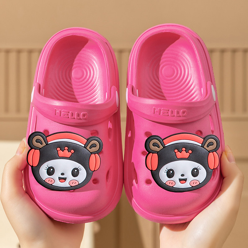 包头儿童洞洞鞋女童夏季卡通可爱厚底防滑室内家用洗澡外穿凉拖鞋