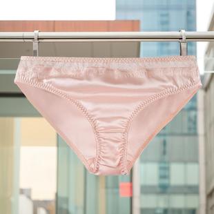 19姆米真丝内裤桑蚕丝低腰蕾丝内裤丝滑透气三角裤女性感纯色包邮