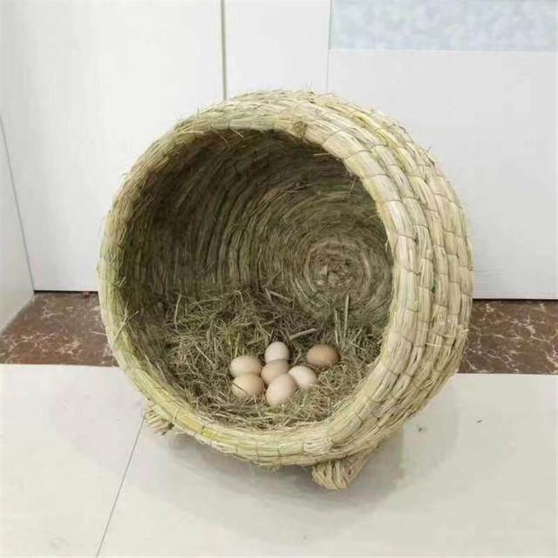 下蛋鸡窝草编孵化抱窝小鸡鸡窝家用防侧翻鸡窝手工编织稻草产蛋窝