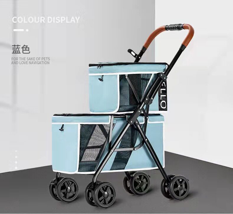 夏季bello宠物狗外出手推车前轮万向遛狗方便携带手推车猫狗可用