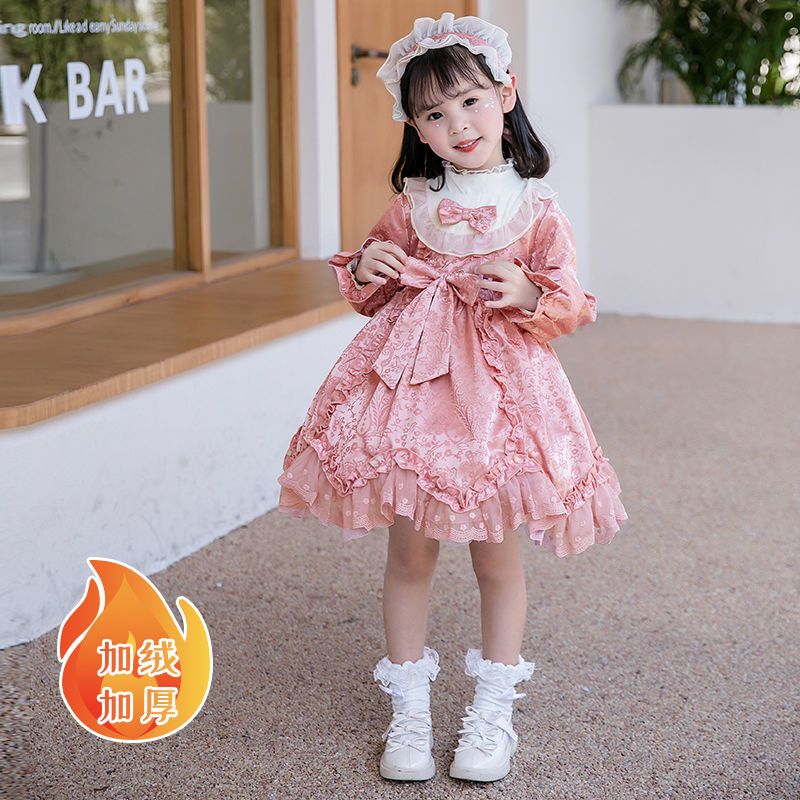 原创秋冬新款儿童加绒加厚洛丽塔可爱公主裙女童学生日礼服连衣裙