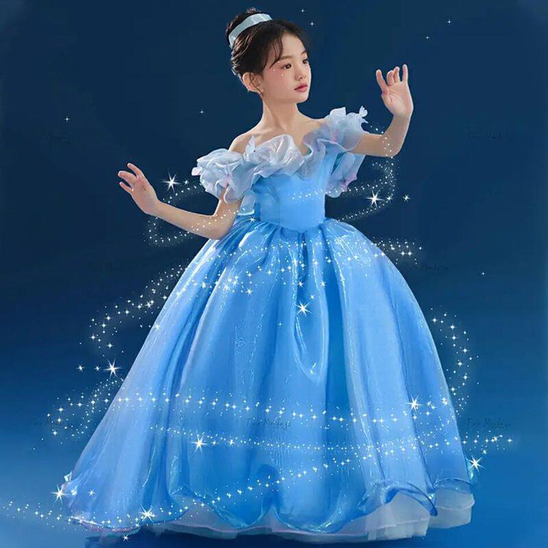 儿童礼服公主裙高端灰姑娘女童钢琴小主持人演出服生日洋气蓬蓬裙