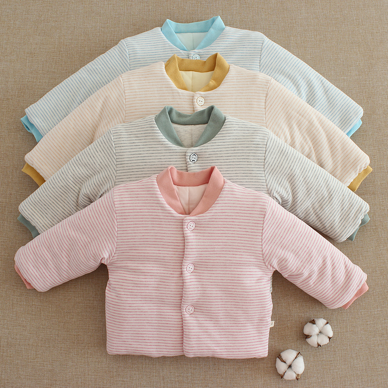 儿童条纹棉花棉袄男女宝宝冬季加厚保暖棉衣棉服居家外穿外套童装