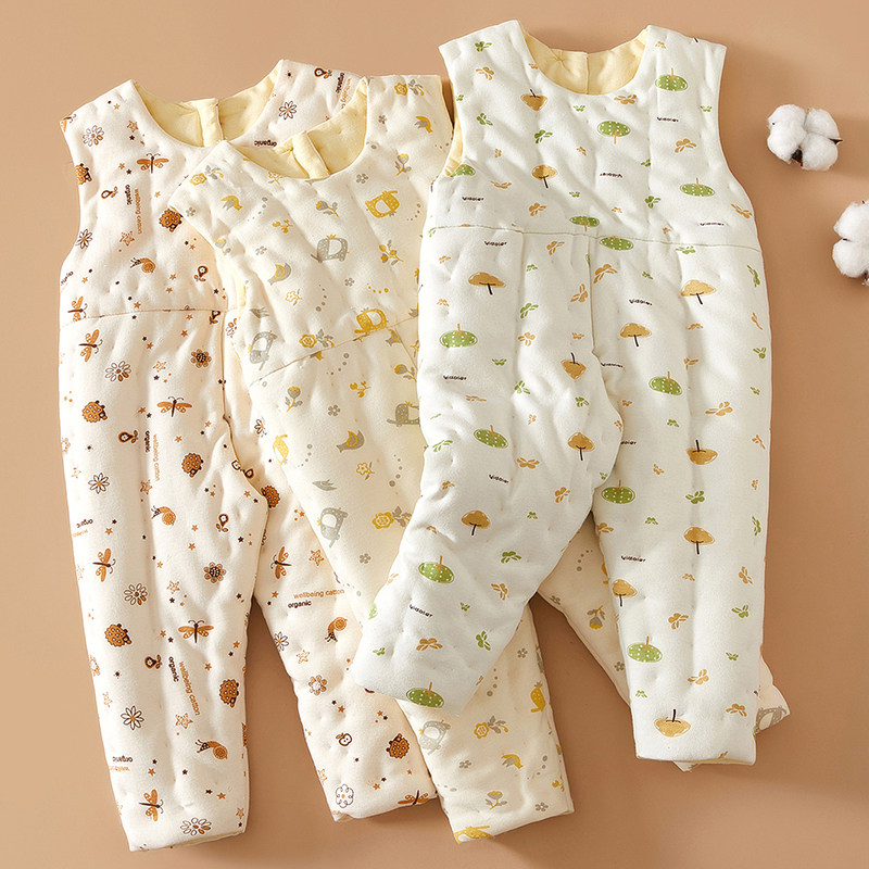 儿童手工加厚保暖纯棉花背心式棉裤婴幼儿冬季外出内穿背带裤棉服