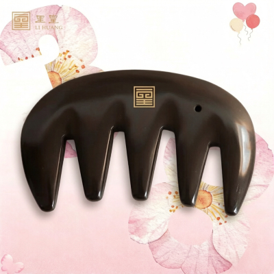 38女神节里皇砭石天然5A玄黄泗滨砭石五齿梳头部按摩经络疏通养颜