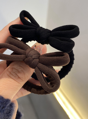 简约日常百搭蝴蝶结发绳高弹力耐用加粗基础款无缝发圈女皮套