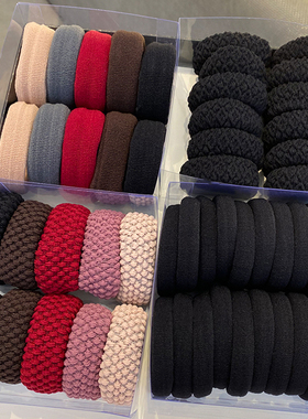 高弹力加厚头绳橡皮筋发圈女扎头发黑色皮筋成人扎头发绳耐用头饰