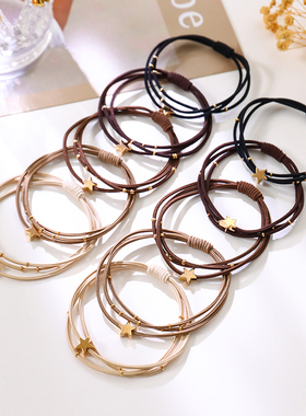 多股弹力简约少女发绳金星星发圈ins网红皮筋套韩版百搭丸子头绳