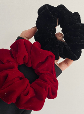 布艺金丝绒黑大肠发圈红色新年发绳气质高级感扎头发橡皮筋女