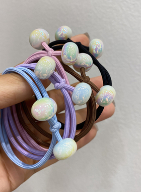 森系甜美亮彩球打结扎头发绳女学生百搭发圈高弹橡皮筋绑马尾头绳