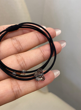 黑色简约高弹耐用头绳橡皮筋绑发圈女扎头发绳胶圈皮套头圈仿水晶