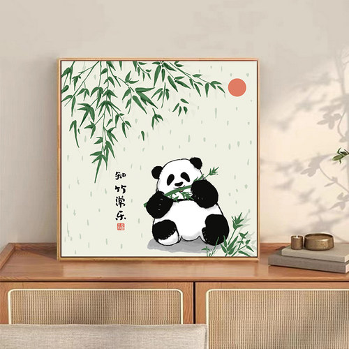 国风竹子熊猫diy数字油画装饰画