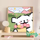 线条小狗数字油画diy填充填色手工绘卡通丙烯油彩装 2025新款 饰画