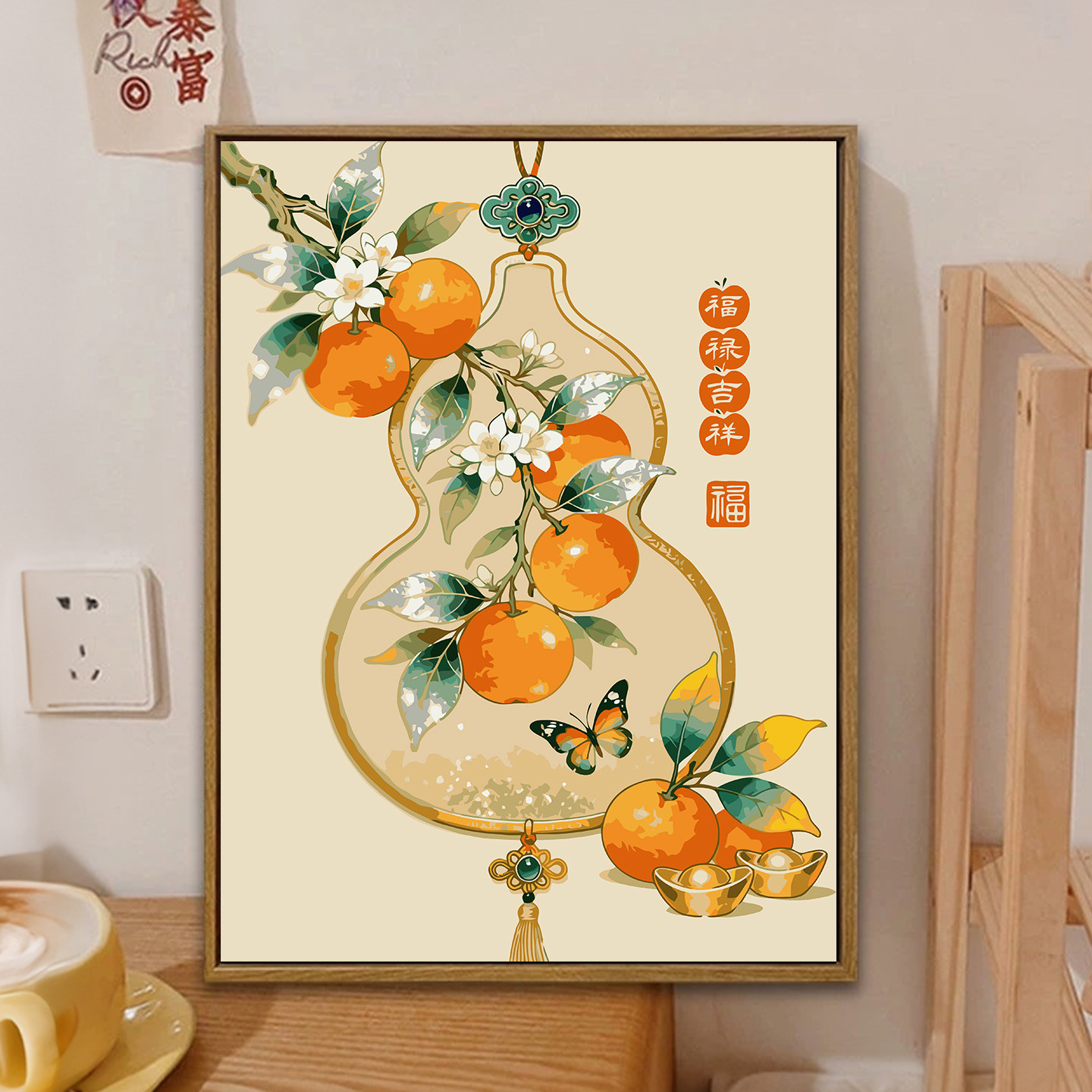 福禄吉祥diy数字油画装饰画图片