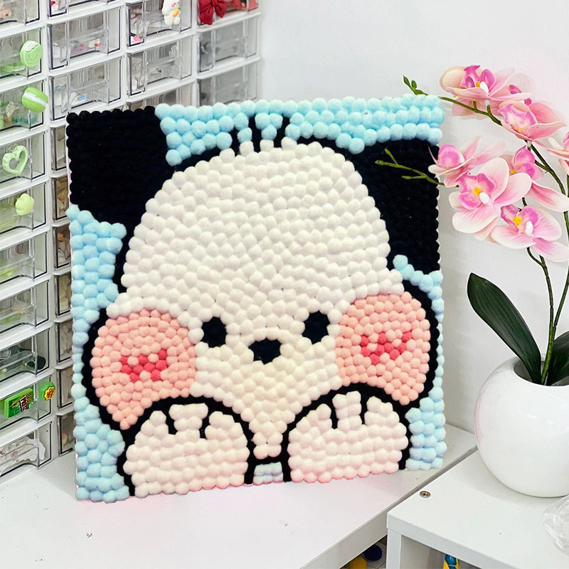 卡通diy毛球画装饰画送女友礼物解压手工自制作材料包亲子粘贴画,家居饰品,DIY/数字油画,淘宝优惠券,粉丝福利购,淘宝优惠卷