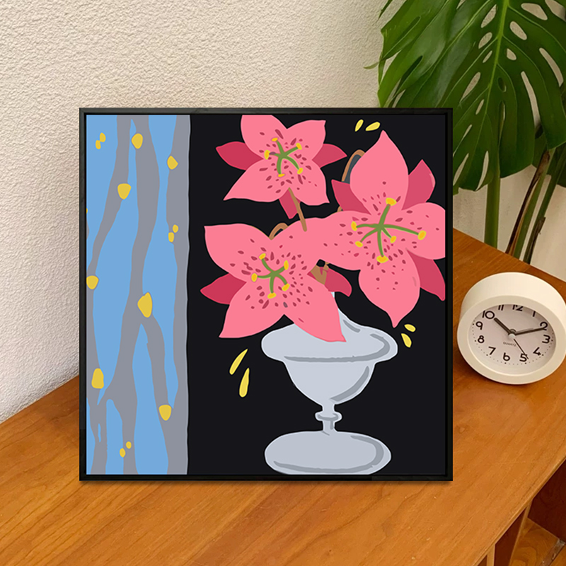 法式复古花卉数字油画diy填充涂色手工绘多巴胺丙烯油彩装饰画图片
