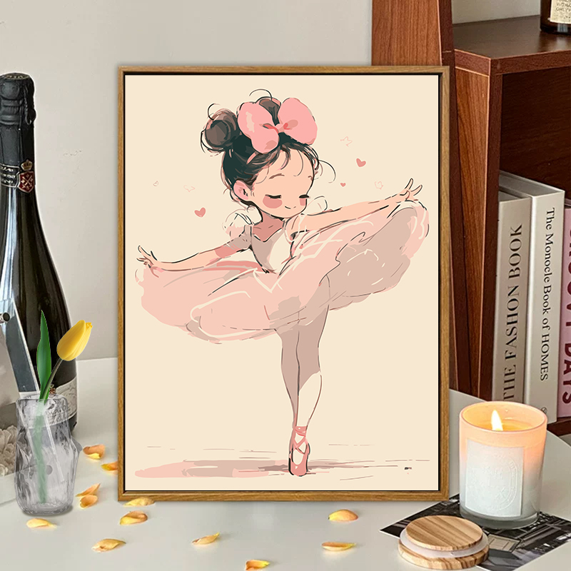 芭蕾舞女孩diy数字油画装饰画