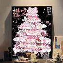 圣诞树高级感数字油画diy填充填色手工绘凯蒂猫礼物丙烯画装 饰画