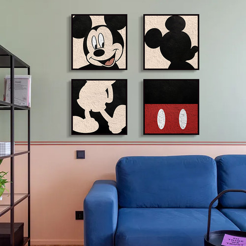 米奇米妮肌理画数字油画石英砂