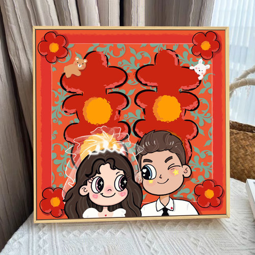 喜庆结婚礼物diy数字油画装饰画