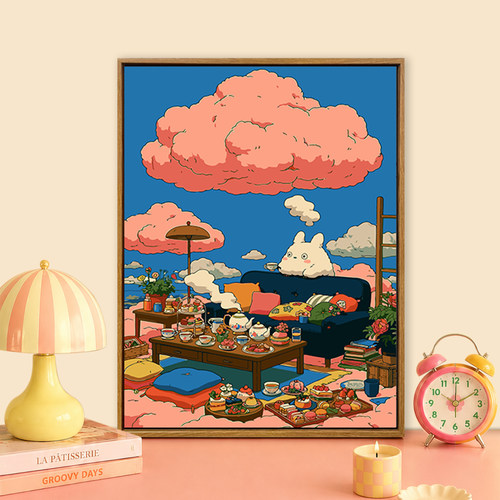 治愈系卡通diy数字油画装饰画