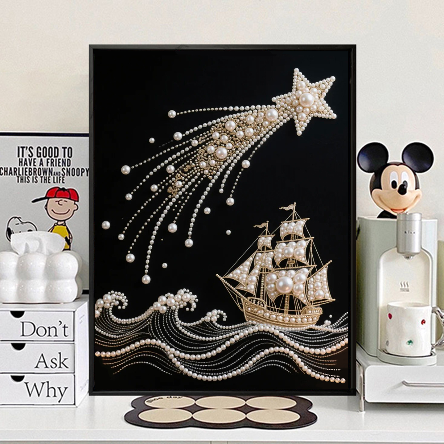 一帆风顺diy珍珠画装饰画挂画