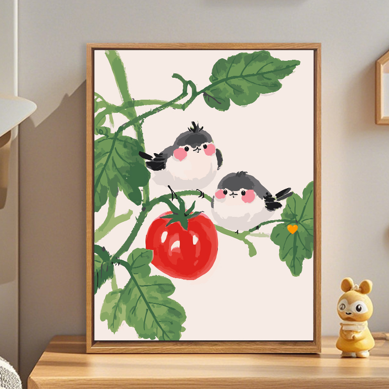 新中式小鸟diy数字油画装饰画