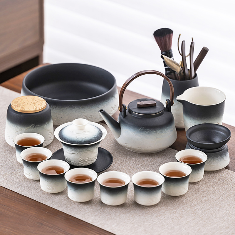 2025新款功夫茶具套装家用办公会客盖碗茶壶侧把壶茶杯六君子茶盘
